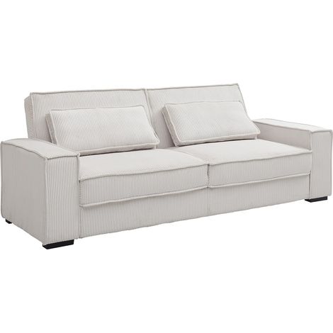 Divano letto 3 posti in Velluto a coste Beige - FINORO