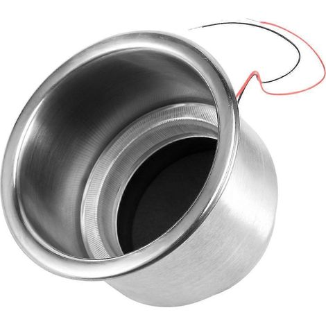 Versenkbarer, LED-beleuchteter Edelstahl-Becherhalter in Becherform für Auto, Boot oder Schiff.