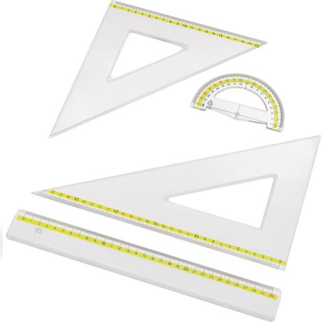 Trade Shop - SET SCHOOL DISEGNO MIT RIGA RIGHELLO + GONIOMETRO 180° + SQUADRETTE 45° 60° -