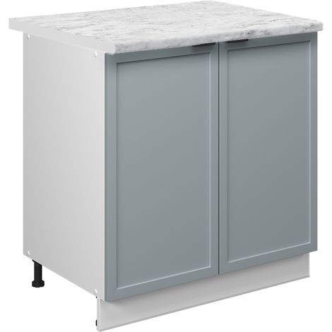 Armario bajo para fregadero Fame-Line, Azul claro-gris, 80 cm con estante, ET Mármol, Vicco