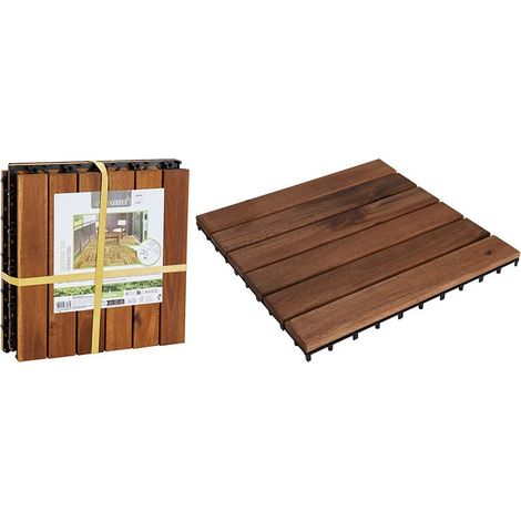 Dalles en bois d'acacia IPX5, 30 x 30 cm, 4 pièces