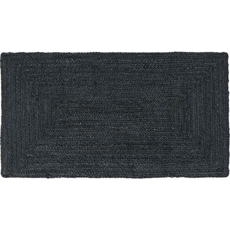 Tapis rectangulaire, gris foncé, 60 x 110 cm, jute. (1/5)