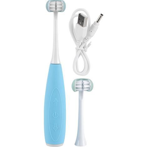 Brosse à dents électrique pour enfants, 3 côtés, sonique intelligente, outil de nettoyage des dents, Rechargeable par USB, bleu