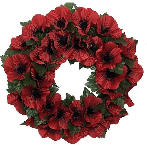 HOMESCAPES Remembrance Red Poppy Wreath