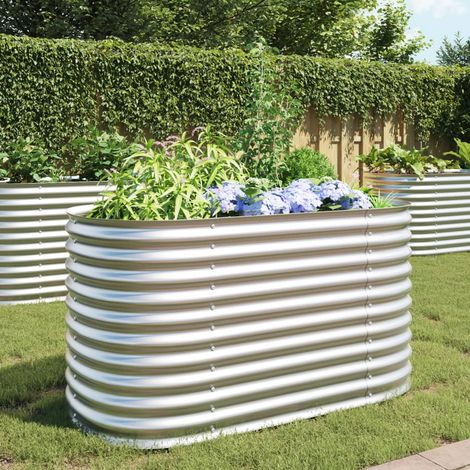 Jardinière,Lit surélevé de jardin 160x80x81 cm Acier galvanisé Argenté CFW48509 (1/5)