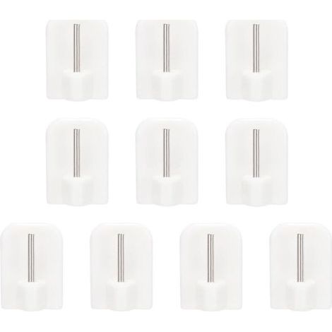 10 Pcs Blanc Crochet Rideau - Crochets Auto-adhésifs en Plastique Crochets Autocollant sans Percage Crochets Tringle Rideau pour Salle de Bain, Chambre à Coucher, Cuisine (1/5)
