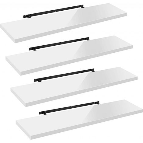 WOLTU 4er-Set Wandregal Wandboard freischwebend Schweberegal Holz Board weiß 110x22.9x3.8cm (1/5)
