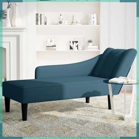 Fauteuil long - 4009791 - Bleu velours - Accoudoir droit - 140x56x66 cm (1/5)