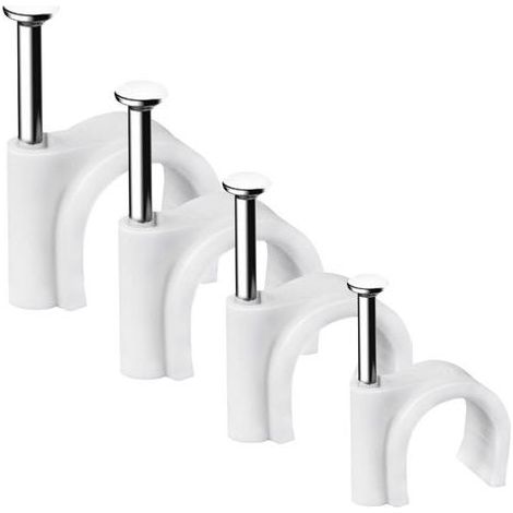 Lot de 400 Clips de câble Ronds Solides et durables, Attache Câble, Range Câble, Fixation Câble électrique, Clips Câble, 4 Tailles de 4 mm, 6 mm, 8 mm, 10 mm - pour Ranger Les câbles (1/5)