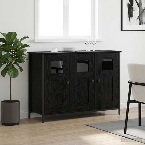 vidaXL Credenza Rovere Nero 100 x 35 x 70 cm Legno ingegnerizzato (1/5)
