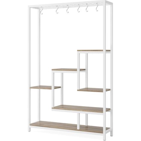 Estantería escalera de metal y madera con 7 baldas, 180 x 100 x 30 cm (1/5)