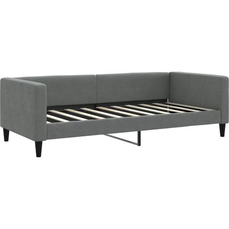 Lit simple Lit adulte Lit de repos sans matelas gris foncé 90x190 cm tissu (1/5)