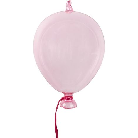 Suspension décorative en forme de ballon - Décoration à suspendre en verre rose Ø 10 x 17 cm - PANGIVO