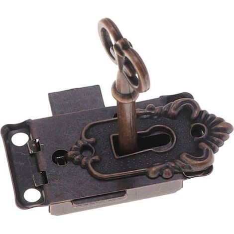 1 cerradura vintage para armario, cerradura decorativa para muebles con llave y tornillos (color cobre) (1/5)
