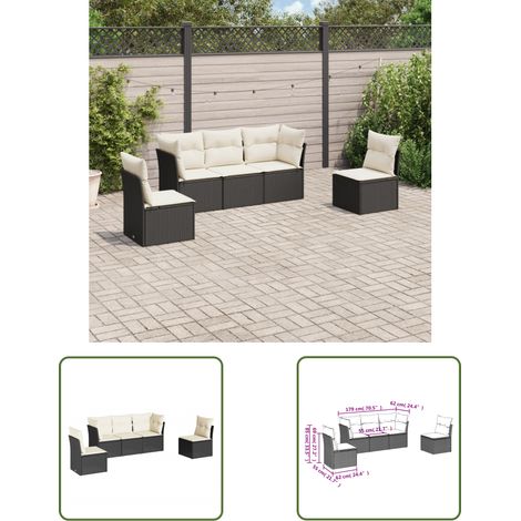 The Living Store 5-tlg. Garten-Sofagarnitur mit Kissen Schwarz Poly Rattan - Gartensofas - Outdoor Möbel - Lounge Set - PE-Rattan - Gartenlounge (1/3)