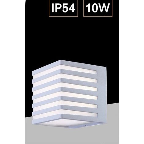 TrAdE Shop Traesio - Applique Muro Esterno Led 10w Lampada Decorativa Strisce Cubo Bianco Ip54 B110-b - -Bianco Freddo - (1/2)