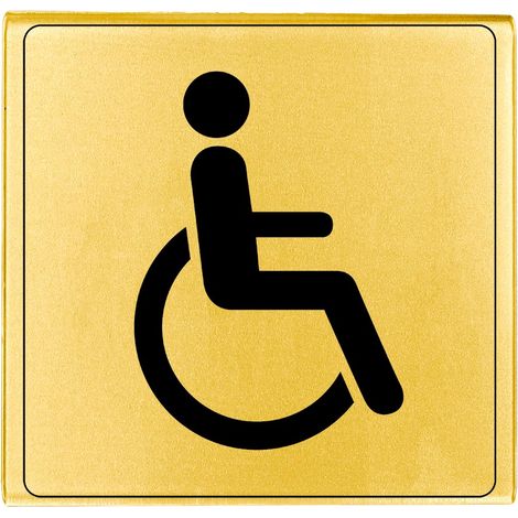 Plaque de porte WC handicapés - Classique or 90x90mm - 4500270