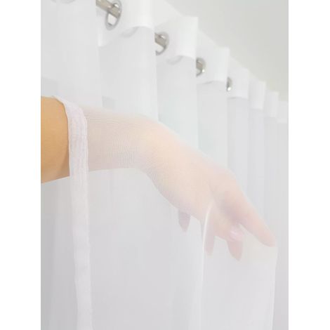 Tenda in voile bianco pronta all'uso 400x160 cm con occhielli - liscia, leggera (1/5)