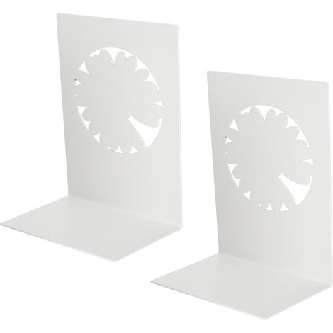 2 Serre-Livres en Métal avec Revêtement Antidérapant, Design Fleur Marguerite pour Étagère Bureau ou Salon (1/5)