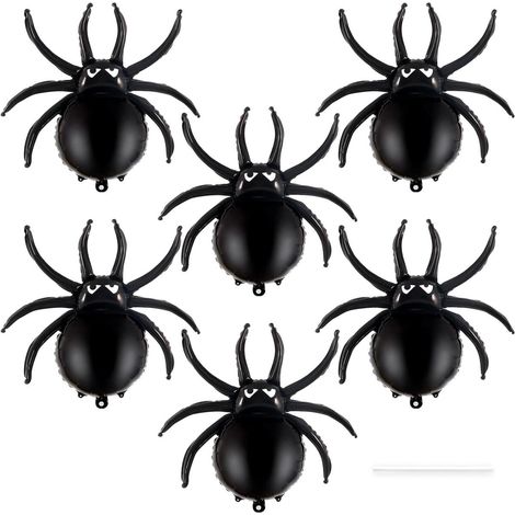 Lot de 5 ballons en aluminium noir araignée de 81 cm (32 pouces) pour Halloween - Grand motif d'araignée effrayant pour les fêtes d'Halloween, les anniversaires et la décoration saisonnière (1/5)