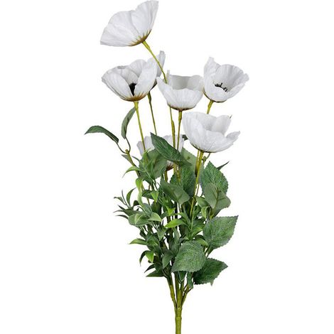 Fleur Artificielle Pavot Blanc Éclatant 55cm (1/3)