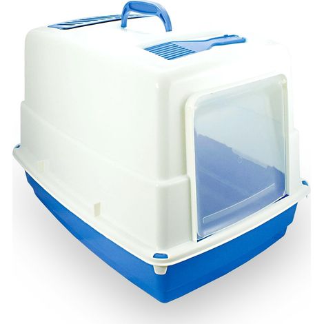 10580 Inodoro WC para gatos mod. HEIDI con puerta frontal 54x39x39-filtro olores Color: Azul (1/2)