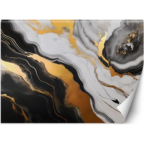 Fototapete Schwarzer und grauer Marmor mit goldener Abstraktion 150x105 cm (1/5)