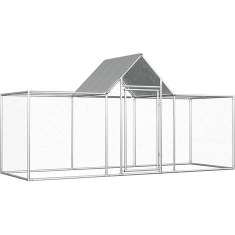 Pollaio 3 x 1 x 1,5 m con tetto in acciaio zincato resistente all'acqua 020001714