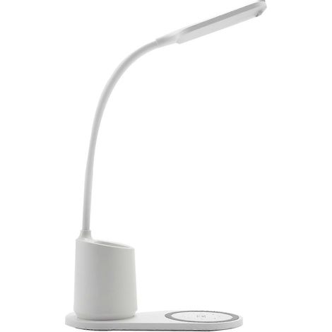 Lampe de bureau LED, avec chargeur sans fil, intensité variable, économie d'énergie, rechargeable par USB, pour chambre, bureau, etc. (1/5)