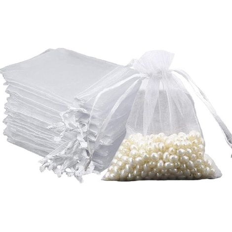 Sacchetti in organza bianca 10x15 cm - 50 pezzi - Sacchetti regalo per matrimoni, feste e festival (1/5)