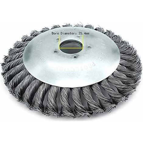 Tête de désherbage Fil d'acier, 6/8 Pouce Brosse rotative disque de pinceau à roue pour Outils de Pelouse Jardin Agriculture - Trou intérieur 25.4mm (6 Pouce) (1/5)