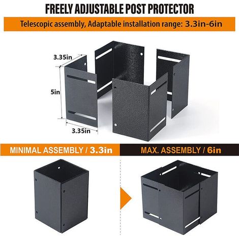Protecteur de poteau réglable 8,4 à 15,2 cm – Protection contre la pluie et l'érosion – Pour boîtes aux lettres, terrasses, clôtures (1/3)