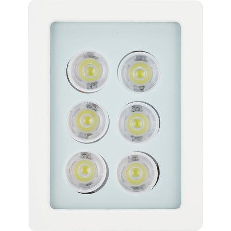 Weiße Zusatzleuchte mit 6 LEDs (12 V DC), wasserdicht gemäß IP66, mit automatischem Bewegungsmelder für Überwachungskameras. Weißes Gehäuse. (1/5)