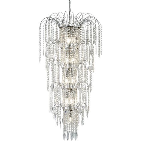 Searchlight Waterfall - Lampadario in cristallo a 13 luci con finitura cromata, attacco E14 (1/5)