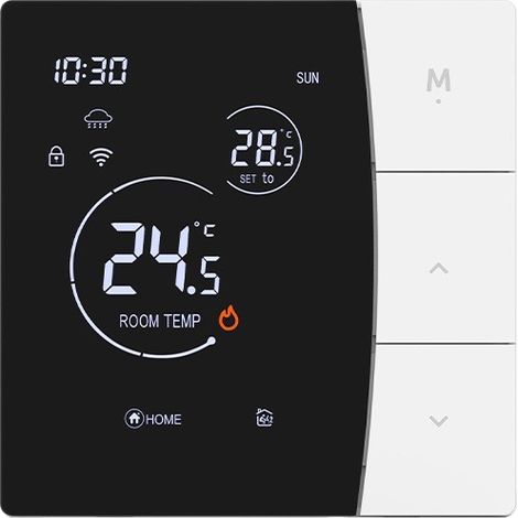 3A Thermostat de chauffage au sol WiFi, modèle LCD Blanc, contrôleur intelligent pour plancher chauffant électrique à film de carbone, compatible Tuya (1/5)