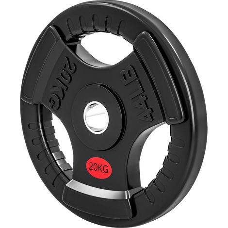 SPORTNOW Disco per Bilanciere 20kg con 3 Impugnature e Foro Acciaio e Plastica (1/5)