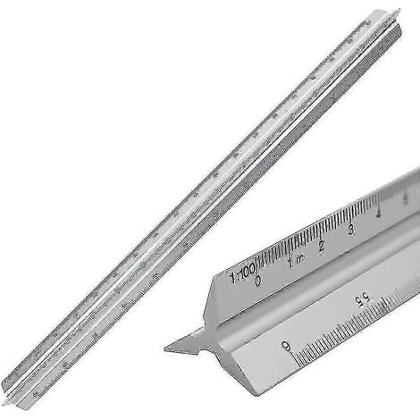 Règle d'architecture triangulaire en aluminium, échelle métrique 1:20, 1:25, 1:50, 1:75, 1:100, 1:125, 30,5 cm (12 pouces), pour architectes et étudiants. (1/5)