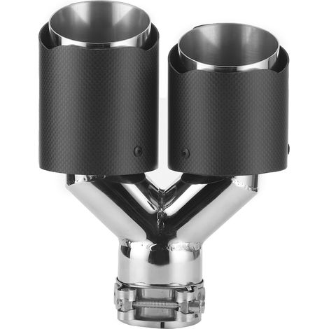 Embout d'échappement Y double sortie en fibre de carbone mat, accessoire universel pour voiture (1/5)