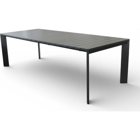 Tavolo rettangolare estensibile 150x100xH75 cm con struttura in alluminio antracite per esterno Brollin
