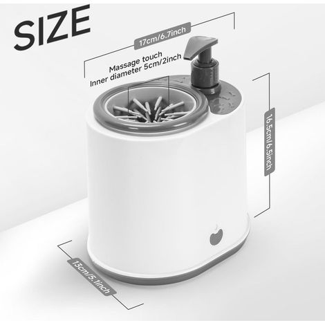 Lave-pattes automatique pour animaux en silicone souple gris distributeur de shampoing intégré lavage rapide des pattes de chiens et chats (1/4)
