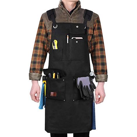 Tablier de jardin en toile - Taille ajustable - Multifonctionnel pour outils de jardinage, bricolage, menuiserie, charpentiers, artistes - Unisexe - Résistant et imperméable - Zwart (1/3)
