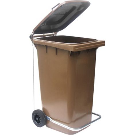 BIDONE RACCOLTA DIFFERENZIATA CARRELLATO 240LT +PEDALE+ANELLO+ASTE VARI COLORI, "Verde" (1/5)