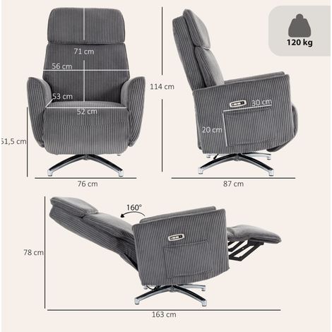Sillón relax eléctrico giratorio 2 motores USB OKMYHOME (1/2)
