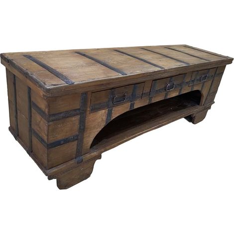 Mueble bajo de madera artesanal 165-175x45x57h cm