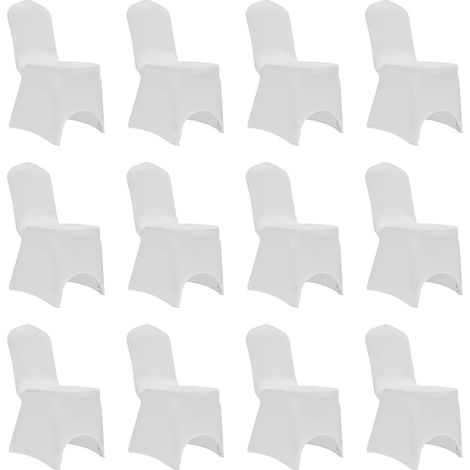 Housses élastiques de chaise Blanc 12 pcs (1/5)