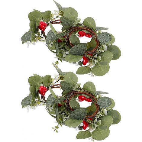 Anneaux de bougie pilier verts pour décoration, couronnes de bougies de Saint-Valentin, 8 pièces (1/5)