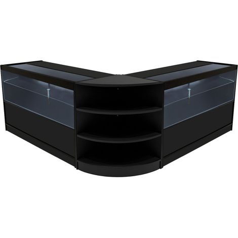 Schwarzes Verkaufstheken-Set Andromeda LED-Beleuchtung C1500 LM60 Abschließbare