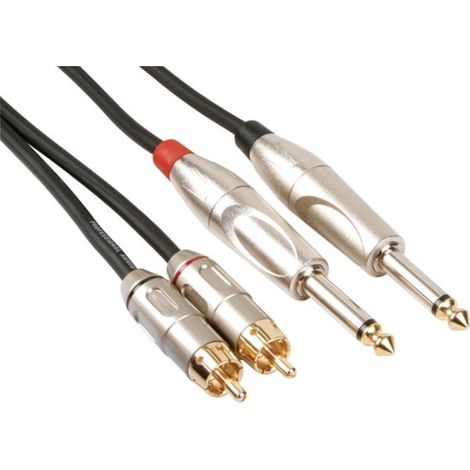 HQ-Power Câble RCA-jack, 2 x RCA mâle, 2 x jack 6.35 mm mâle, mono, 5 m, parfait pour la transmission du son (1/3)