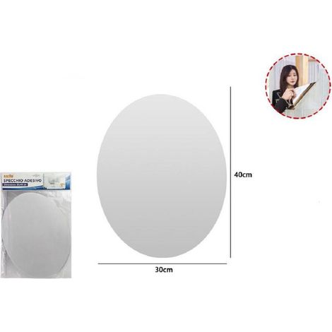 TRADE SHOP - Specchio Adesivo Forma Ovale Adesiva Murale Arredamento Casa 30 X 40 Cm - (1/2)