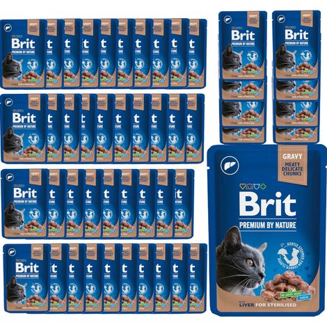 Brit Premium Cat  Aliment humide pour chat  Sachet de 100 g - Foie (pour chats stérilisés)  Foie 100 g (1/2)